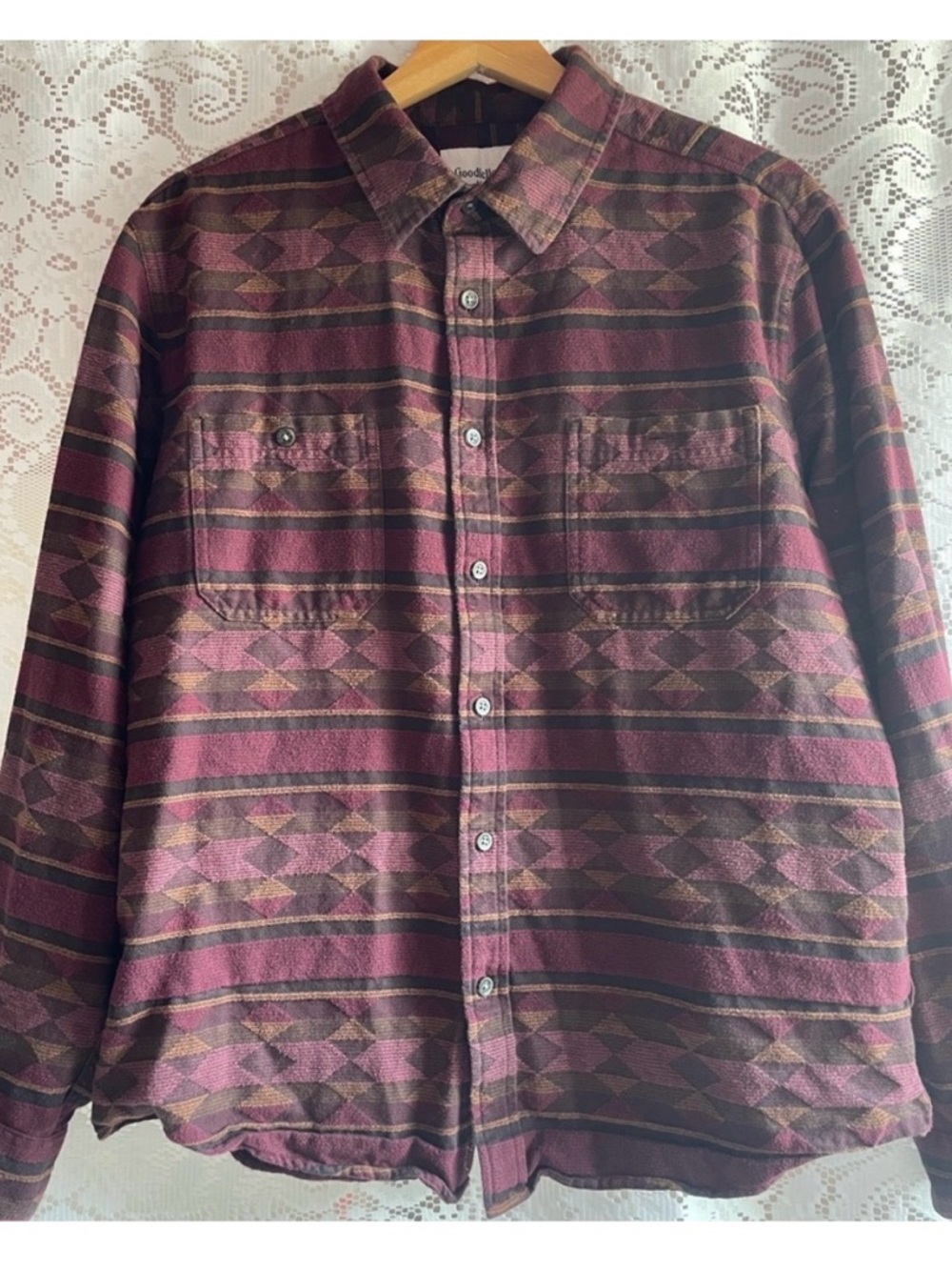 Goodfellow & Co Maroon Plaid Button-Up Shirt